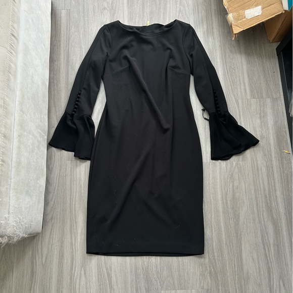 Black tight dress with button sleeves by Calvin Klein NWT - Picture 6 of 12